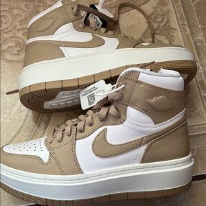 Nike High-Top Sneakers in Tan and White